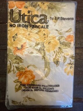 VTG Utica JP Stevens Pillow Cases Percale No Iron Cotton Floral Canterbury New